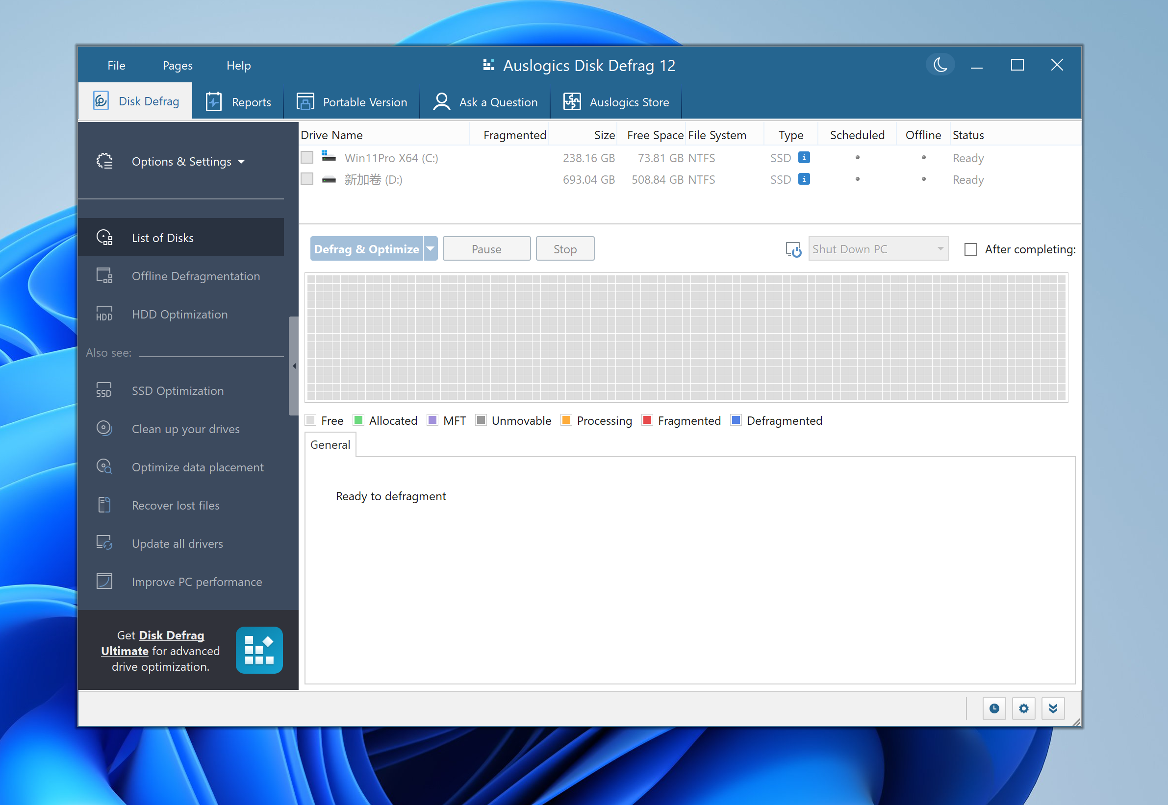 Auslogics Disk Defrag Pro(磁盘碎片整理工具) v12.0.1.2英文特别版